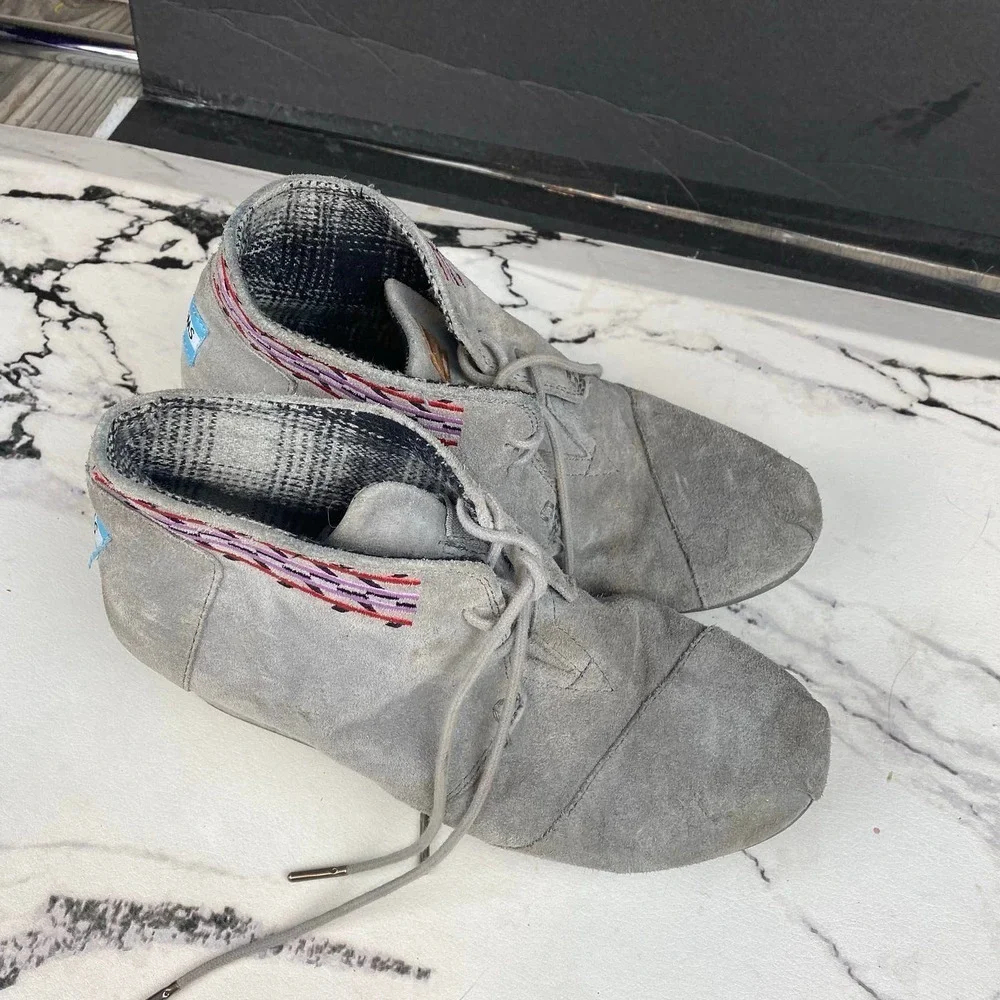 Toms Desert Wedge Boot Aztec Gray 9
